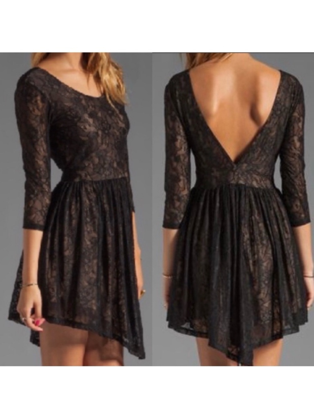 Lovers + Friends Senorita Lace Mini Dress: Black